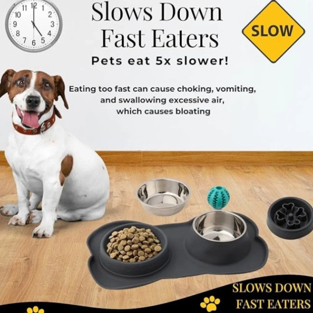 Canine Karma Pet Goodness Slow Feeder Dog Bowl Set
